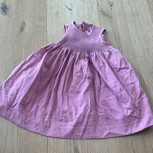 Jacadi Pink Sleeveless smocked embroidered Kids Dress 2T